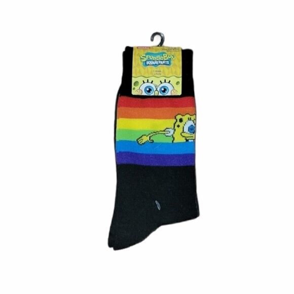 SPONGEBOB SQUAREPANTS RAINBOW PRIDE CREW SOCKS - Picture 1 of 4